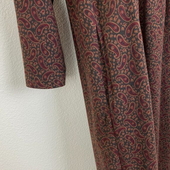 Vtg Jones New York Maxi Prairie Dress Size SP Petite Brown Soft Knit Cabincore - Picture 5 of 7